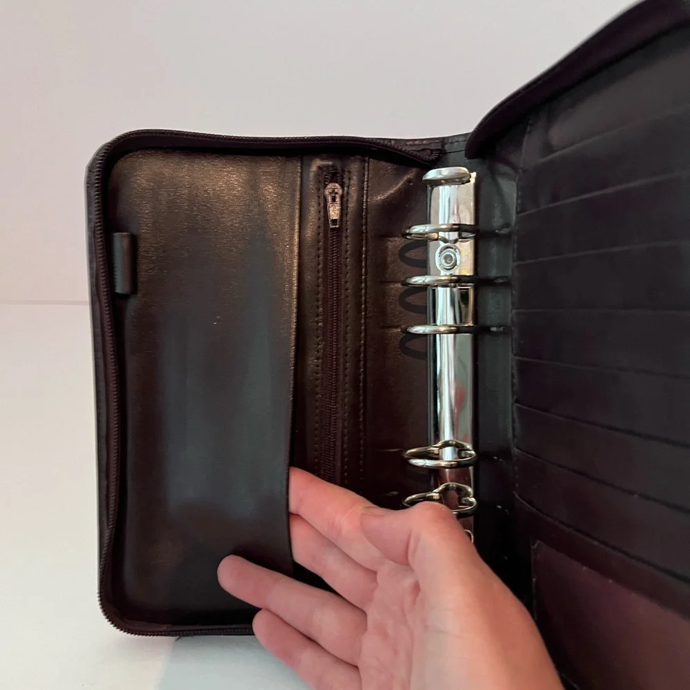 Mundex Portfolio Day Planner Wallet Cards Organizer Binder Top Grain Leather